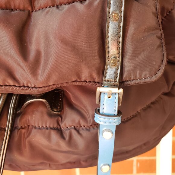 EUC Sam Edelman Backpack Puffer Branwen Flap School Black/Blue SPIKES (OS) - Picture 15 of 15